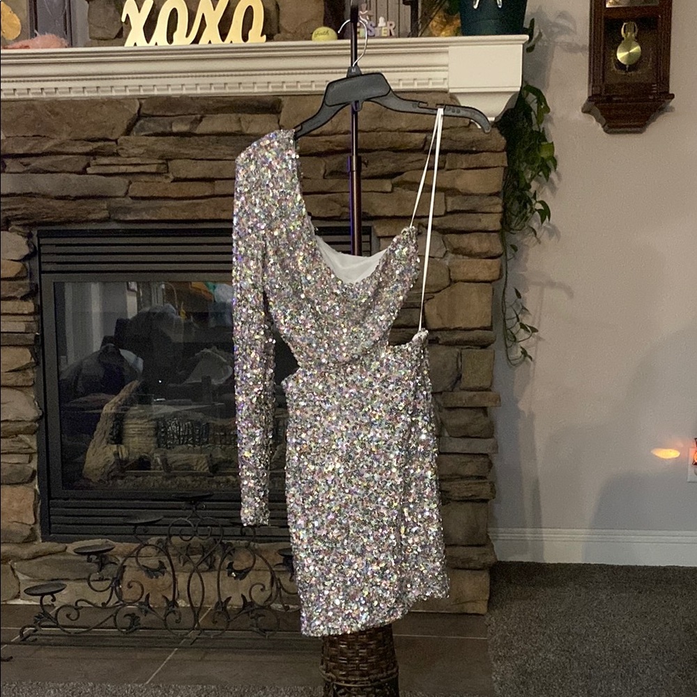 Sequin One-Shoulder Dress